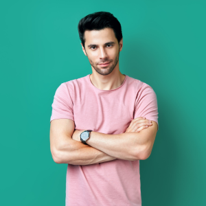 Light Pink Cotton T-Shirt for Men