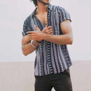 Men's Navy Blue Tribal Print Casual Shirt