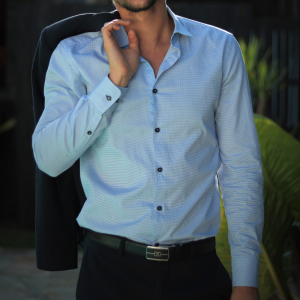 Men’s Light Blue Slim Fit Formal Shirt – Full Sleeves, Office Wear