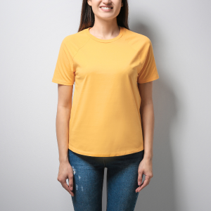Women's Casual Yellow Cotton T-Shirt – Regular Fit